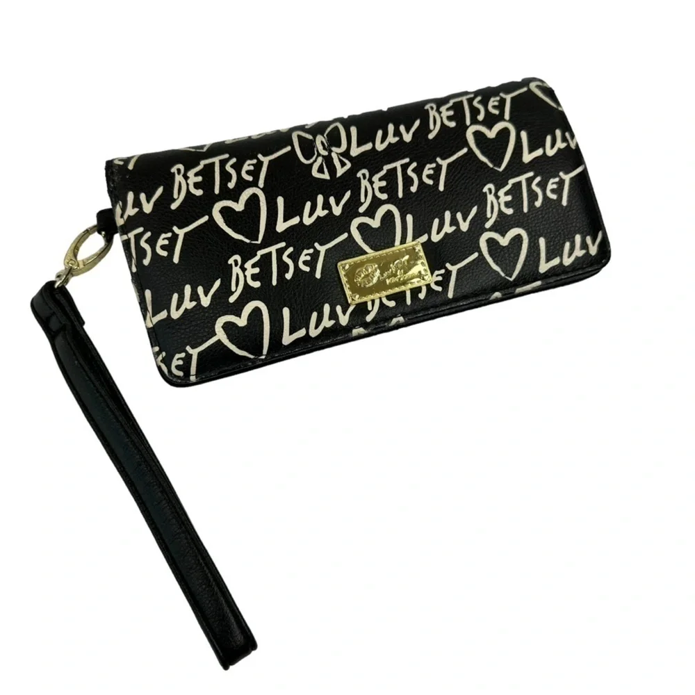 Luv Betsey Wristlet Wallet Black White